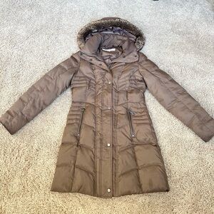 Kenneth Cole Taupe Hooded Women's Puffy Jacket Size XS